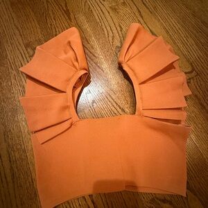 Zara Orange Ruffled Crop Top